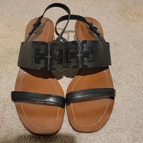 Tory Burch Lowell 2 Perforated Leather Heel Black Size 10.5 - Picture 6 of 12